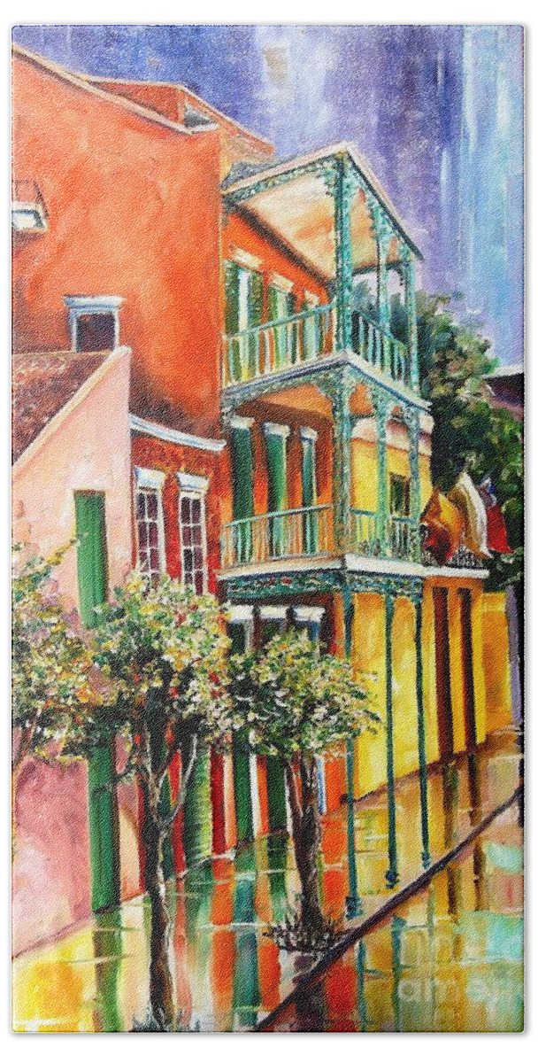 New Orleans Hand Towel featuring the painting House of the Rising Sun by Diane Millsap
