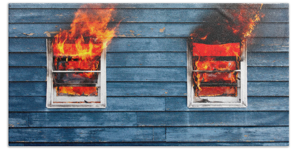 Fire Hand Towel featuring the photograph House on Fire by Todd Klassy