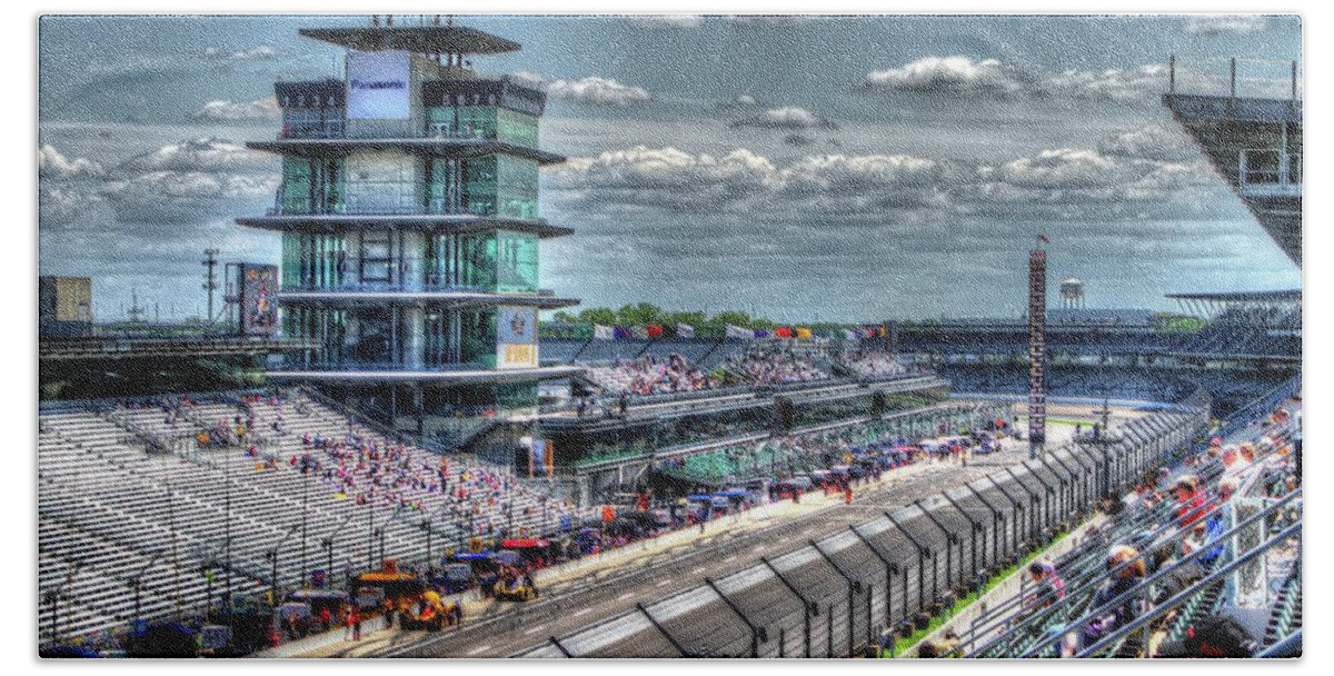 Indy 500 Hand Towel featuring the photograph Hulman Suites by Josh Williams