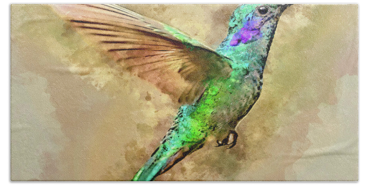 Hummingbird Bath Towel featuring the mixed media Humdinger by Dave Lee