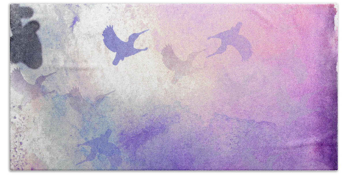Hummingbirds Bath Towel featuring the digital art Hummingbird Dreams by Judy Hall-Folde