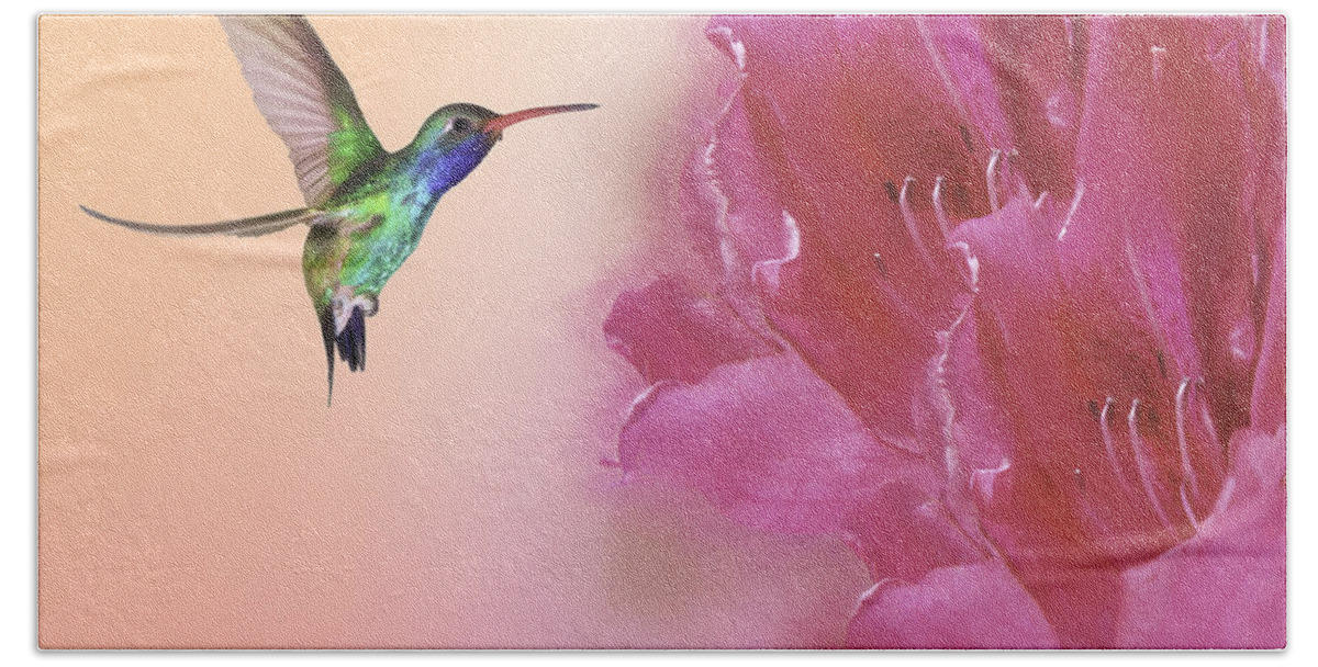 Pastel Bath Towel featuring the photograph Hummingbird Flower by Janet Fikar