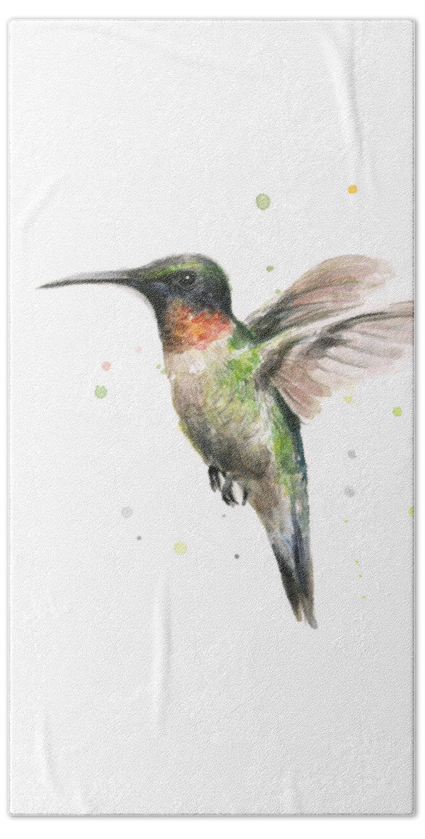 Animal Hand Towel featuring the painting Hummingbird by Olga Shvartsur