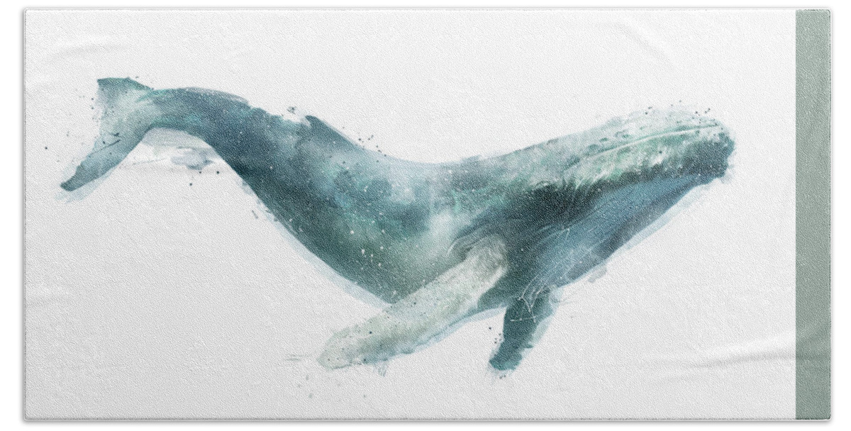 Humpback Hand Towel featuring the painting Humpback Whale from Whales Chart by Amy Hamilton