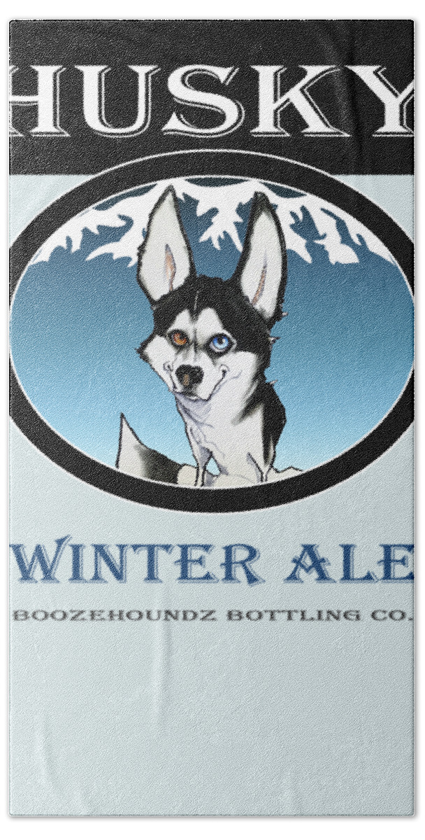 Beer Hand Towel featuring the drawing Husky Winter Ale by John LaFree