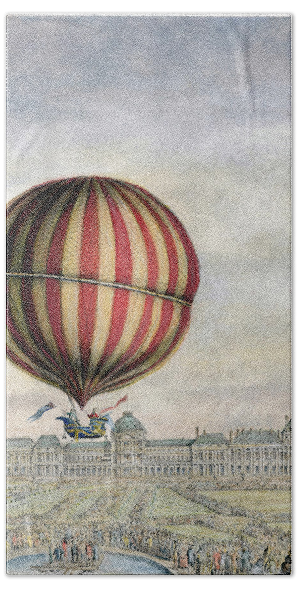 1783 Bath Towel featuring the photograph Hydrogen Balloon, 1783 by Granger