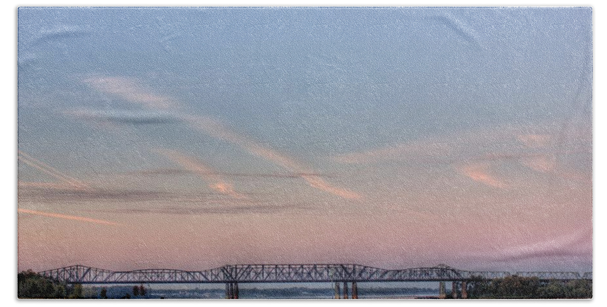 Bridge Bath Towel featuring the photograph I-55 Bridge Over the Mississippi by Barry Jones