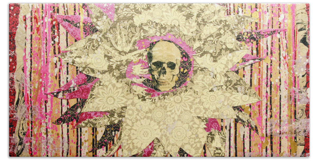 Skull Bath Towel featuring the painting I Am The Petal You Forgot To Pick And I Love You Not by Bobby Zeik