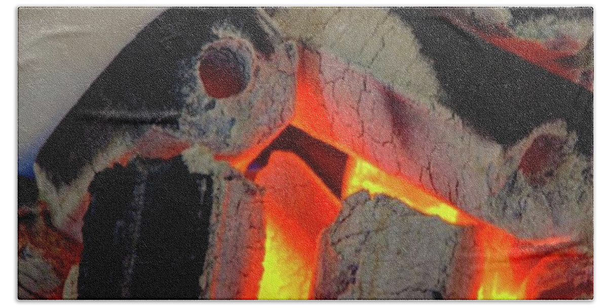 Charcoal Hand Towel featuring the photograph Charcoal Fire by Ippei Uchida