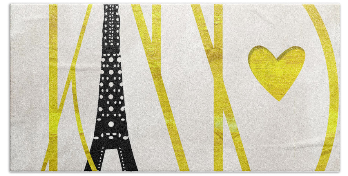 Paris Bath Towel featuring the painting I Love Paris by Mindy Sommers