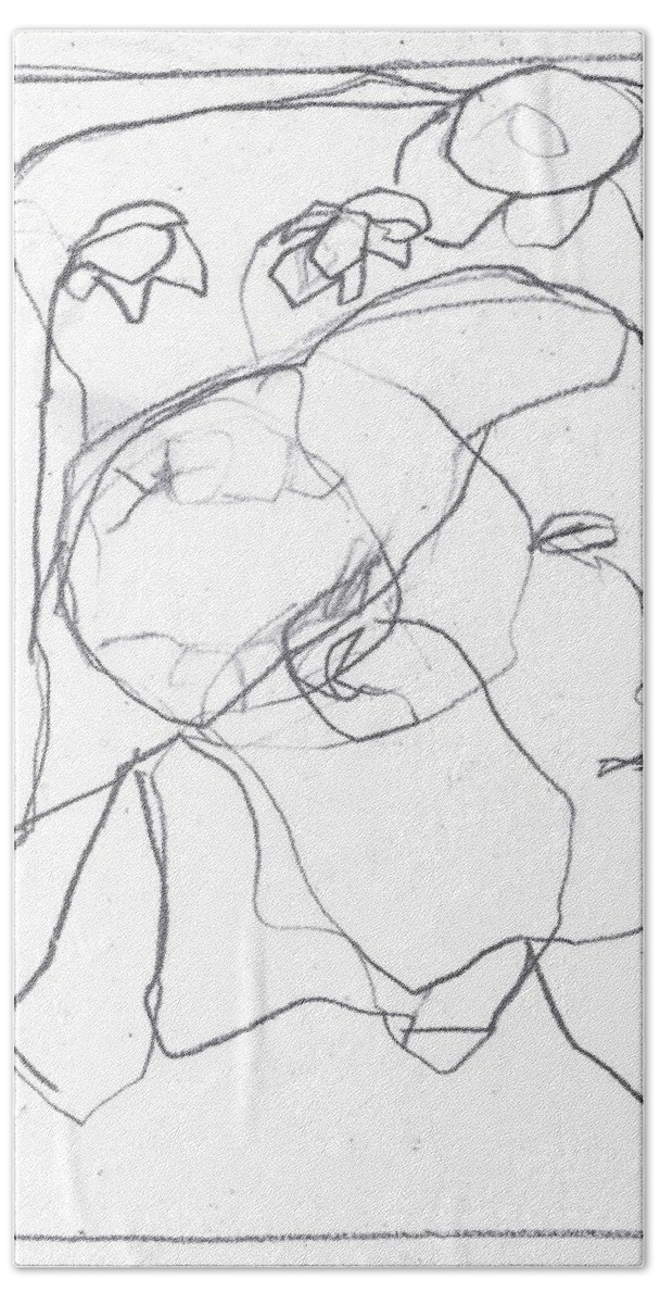 Sketch Bath Towel featuring the drawing I was born in a mine 11 by Edgeworth Johnstone