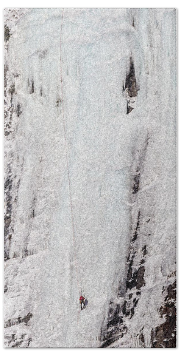 Ice Bath Towel featuring the photograph Ice Climbing by Tim Kirchoff