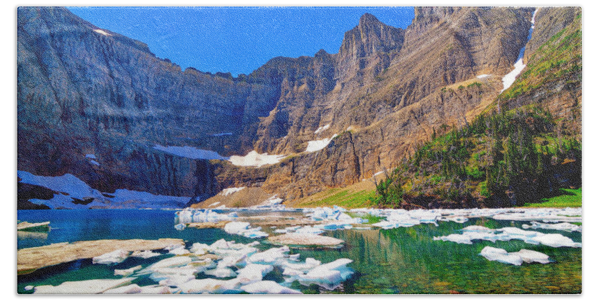 Iceberg Lake Bath Towel featuring the photograph Iceberg Lake by Greg Norrell