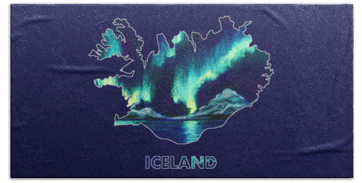Iceland Bath Towel featuring the digital art Iceland - Northern Lights - Aurora Hunters by Anastasiya Malakhova