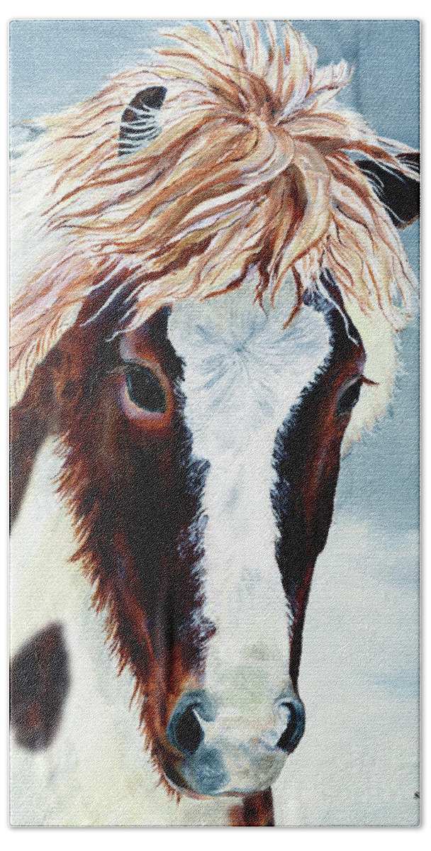 Icelandic Horse Hand Towel featuring the painting Icelandic Mare by Shari Nees