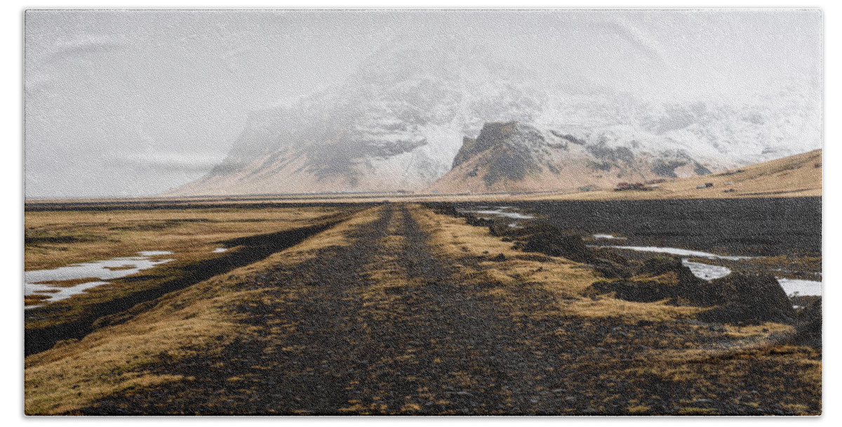 Iceland Bath Towel featuring the photograph Icelandic mountain winter landscape by Michalakis Ppalis