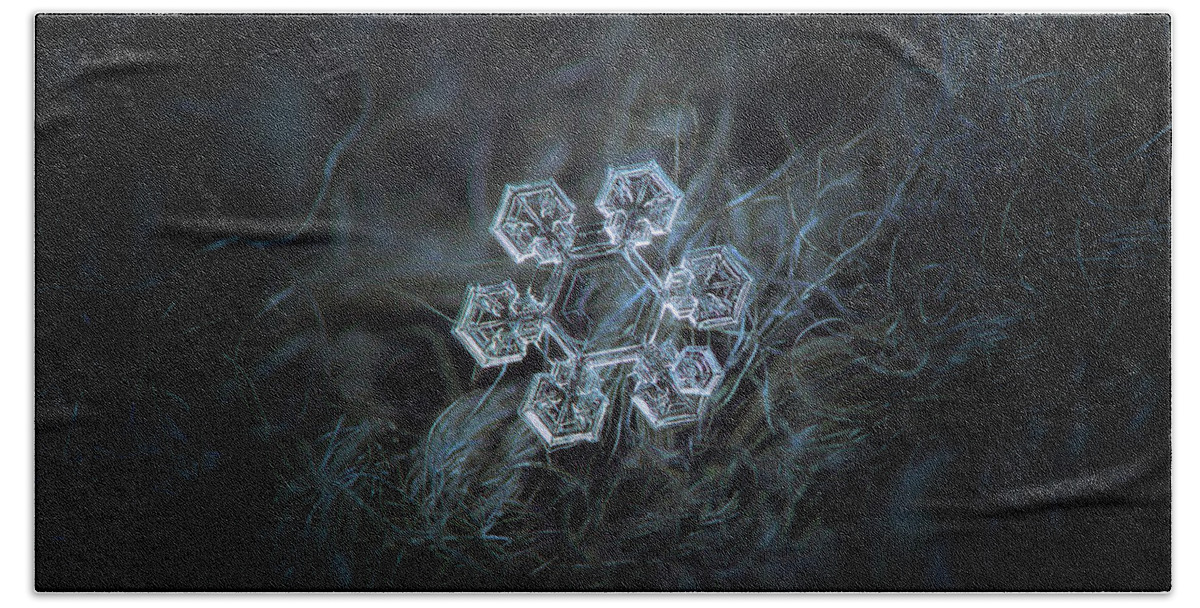 Snowflake Bath Towel featuring the photograph Icy jewel, panoramic version by Alexey Kljatov