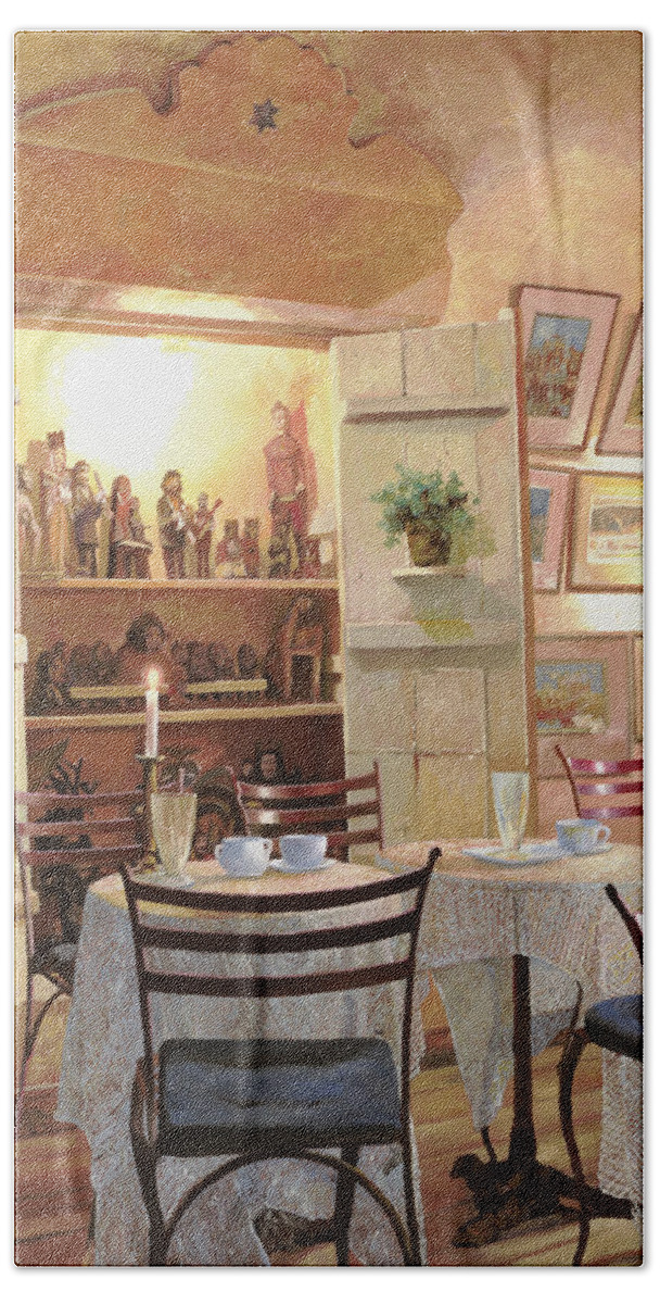 Cafe Hand Towel featuring the painting Il Caffe Dell'armadio by Guido Borelli