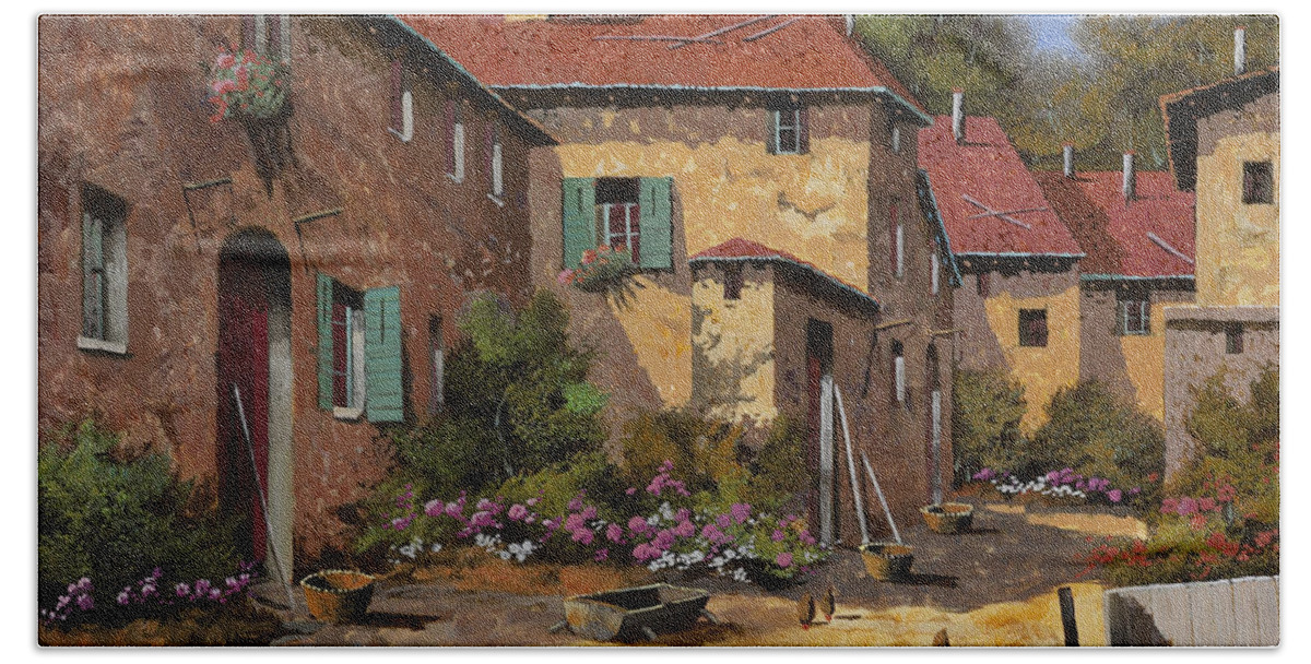Chariot Bath Sheet featuring the painting Il Carretto by Guido Borelli