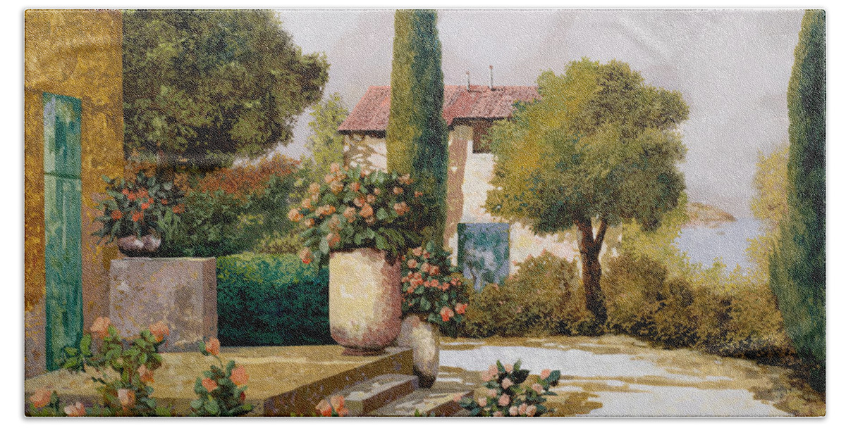 Landscape Hand Towel featuring the painting Il Cipresso by Guido Borelli