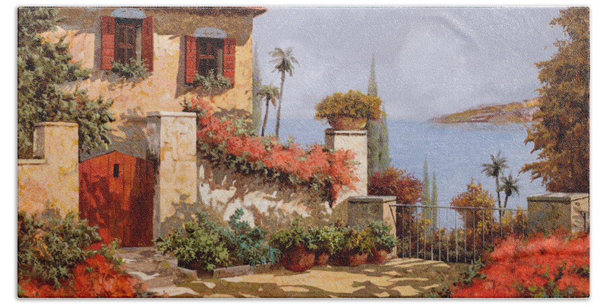Red House Bath Sheet featuring the painting Il Giardino Rosso by Guido Borelli
