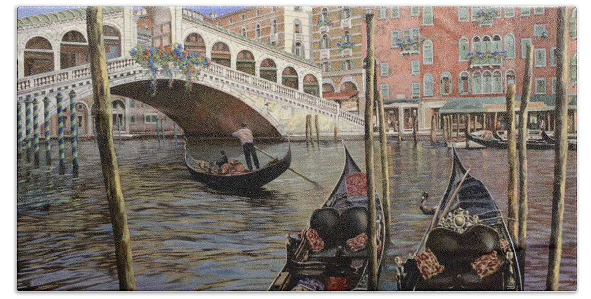 Venice Bath Sheet featuring the painting Il Ponte Di Rialto by Guido Borelli