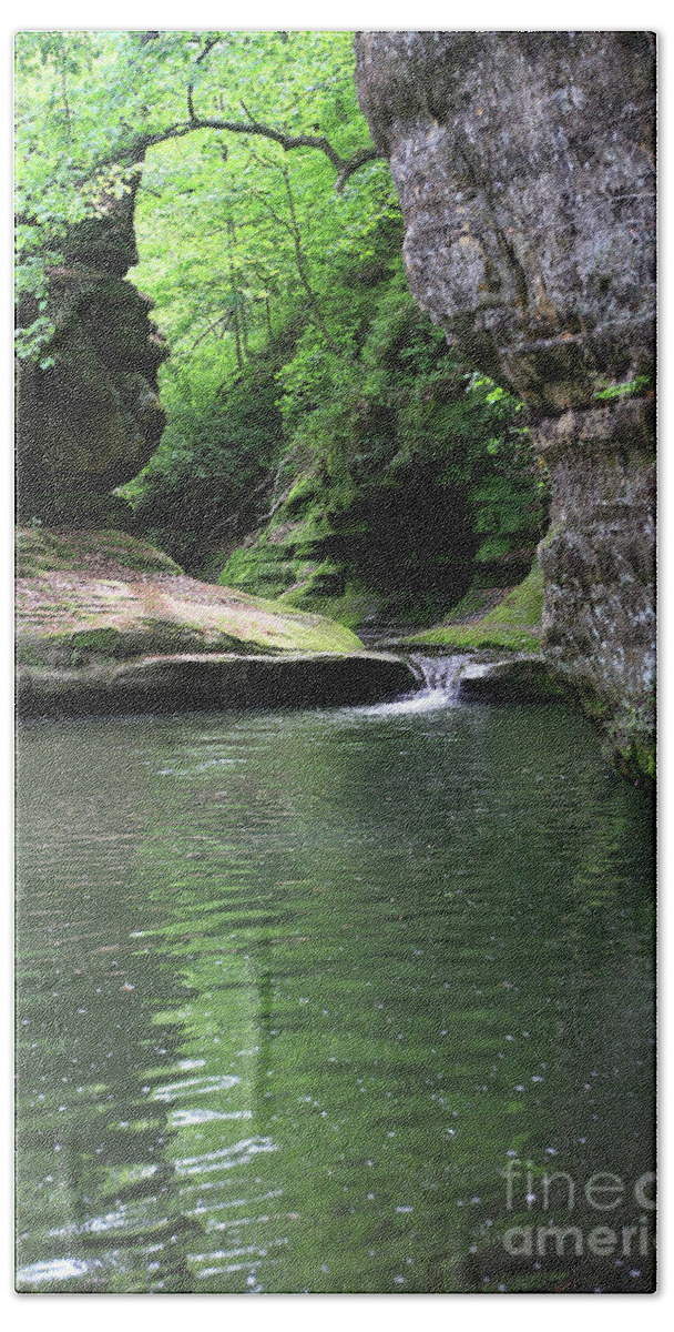 Starved Rock State Park Hand Towel featuring the photograph Illinois Canyon Summer by Paula Guttilla