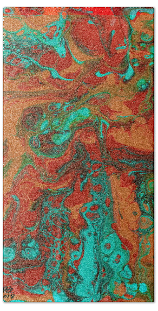 Acrylic Pouring Hand Towel featuring the painting Illusion by Marionette Taboniar