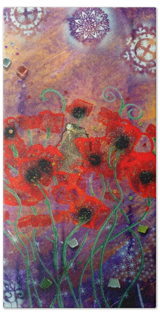 Floral Abstract Art Painting Hand Towel featuring the painting Imagine by MiMi Stirn by MiMi Stirn