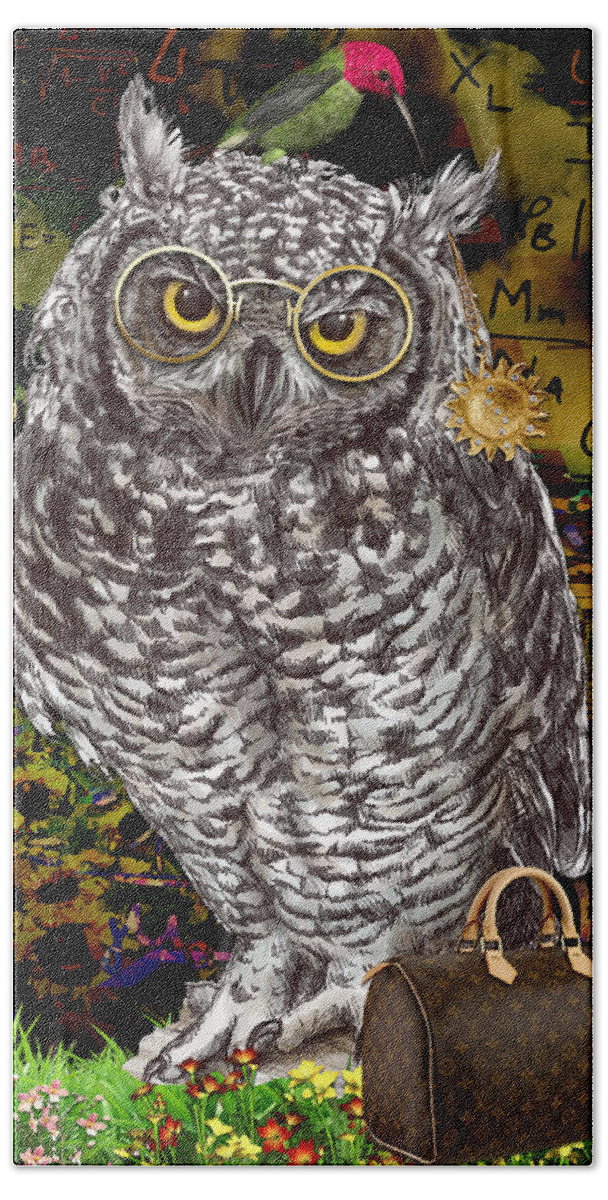 Owl Bath Towel featuring the mixed media Imagine by Marvin Blaine