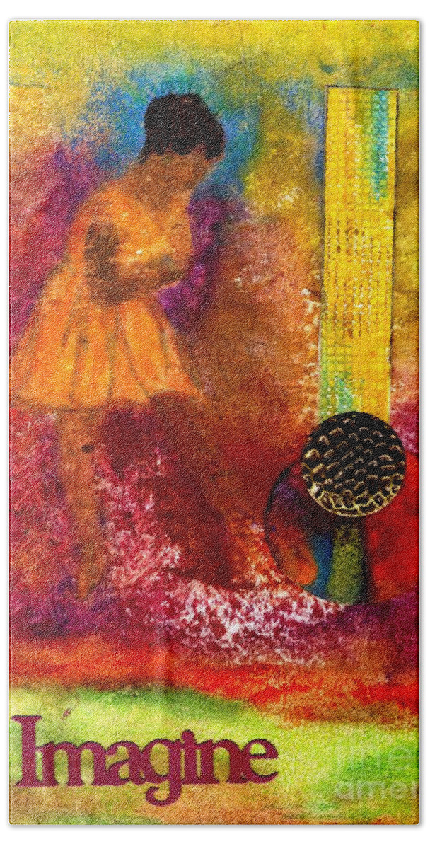 Gretting Cards Bath Towel featuring the mixed media Imagine Winning by Angela L Walker
