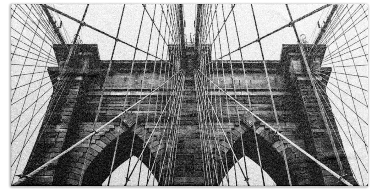 Brooklyn Bridge Hand Towel featuring the photograph Imposing Arches by Az Jackson