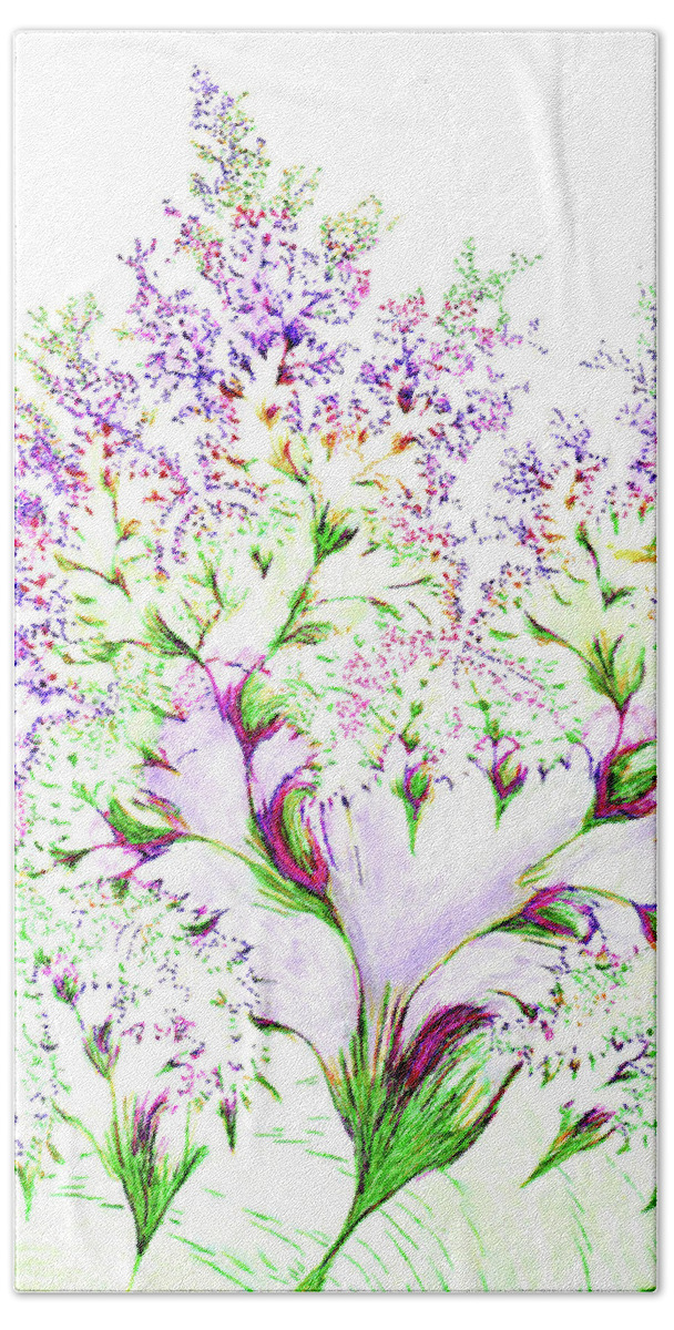 Impressions Of Spring Bath Towel featuring the drawing Impressions of Spring by Michele A Loftus