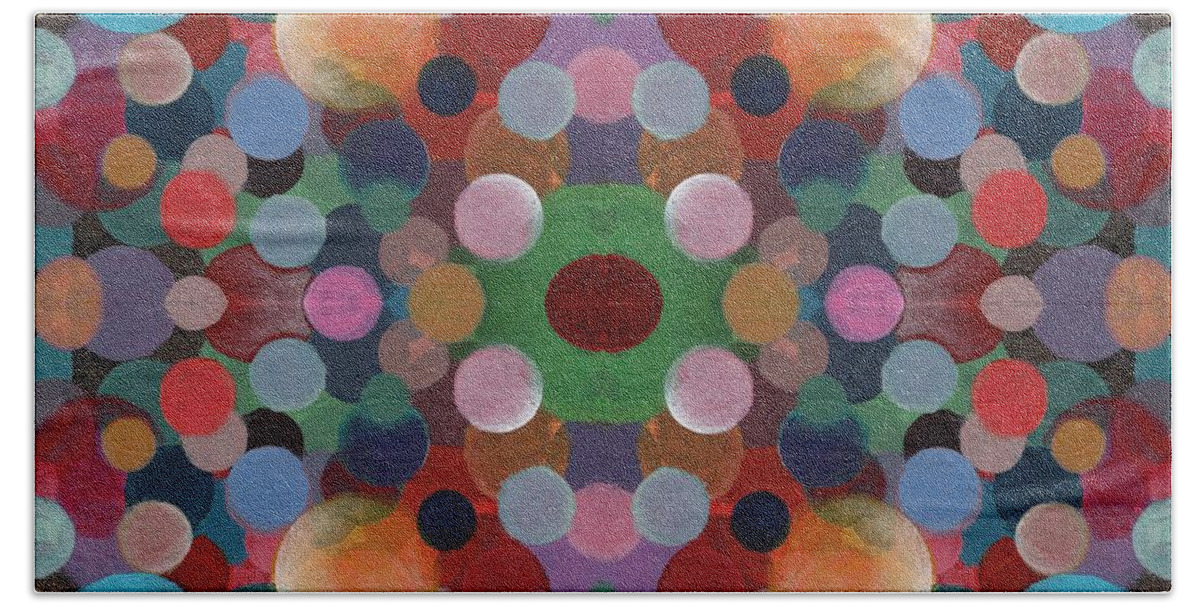 Organic Abstraction Bath Towel featuring the digital art In CIrcles - T J O D 40 Arrangement by Helena Tiainen