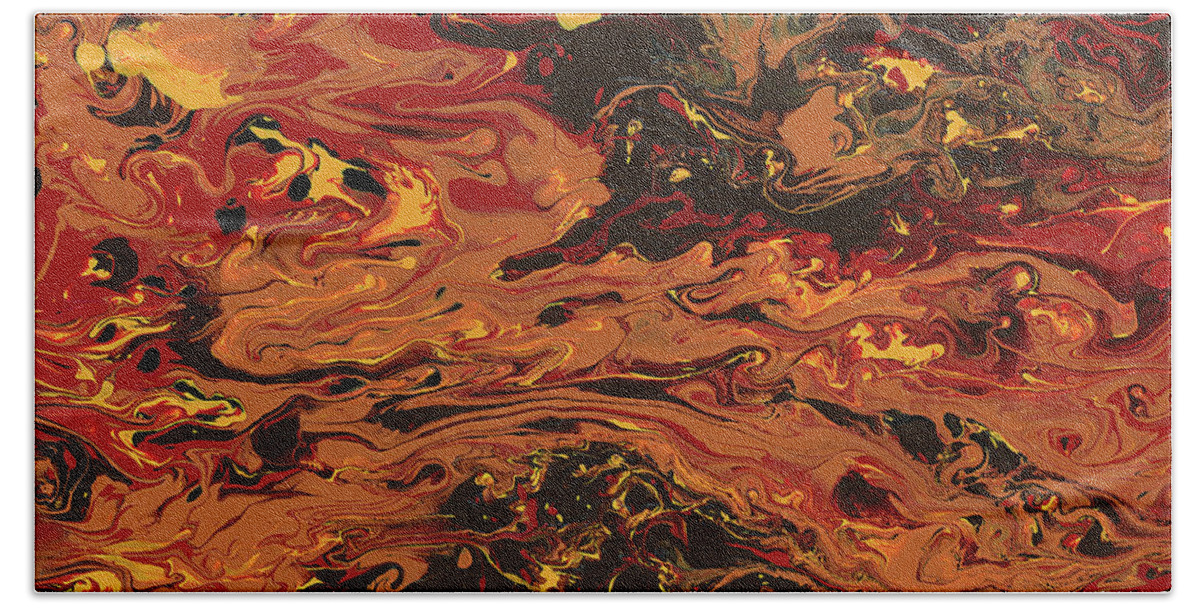 Abstract Bath Towel featuring the painting In Flames by Matthew Mezo
