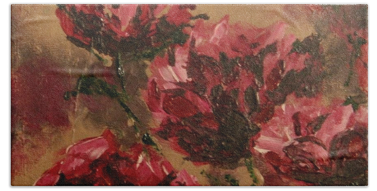 Peony Bath Towel featuring the painting In Full Bloom by Marilyn Quigley