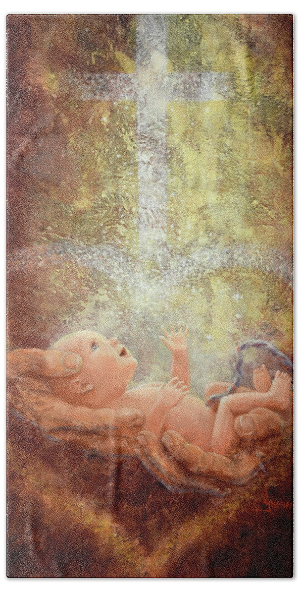 Baby Bath Towel featuring the painting In His Hands by Graham Braddock