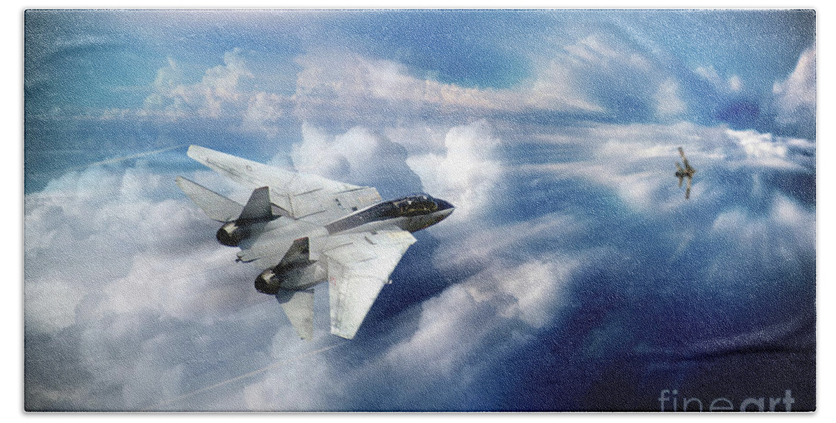 F14 Hand Towel featuring the digital art In The Hunt by Airpower Art