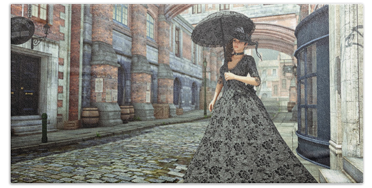 3d Bath Towel featuring the digital art In the Streets of Old London by Jutta Maria Pusl