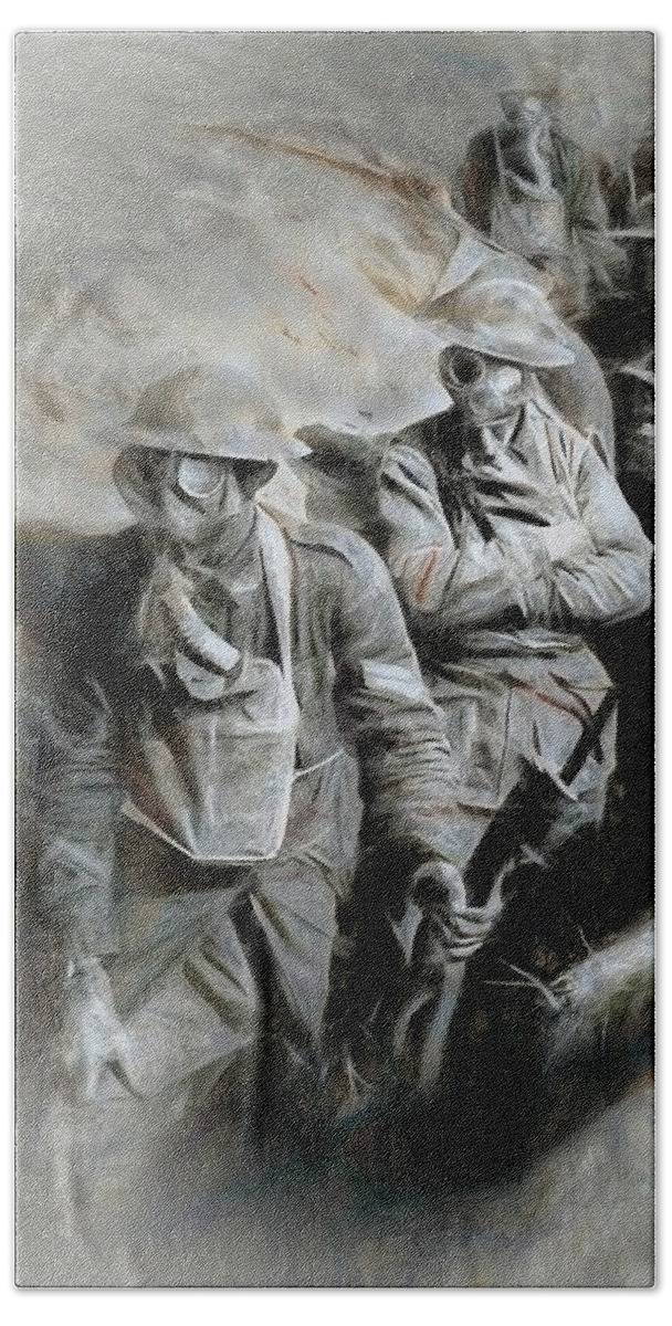 Troops Bath Towel featuring the digital art In The Trenches by Pennie McCracken