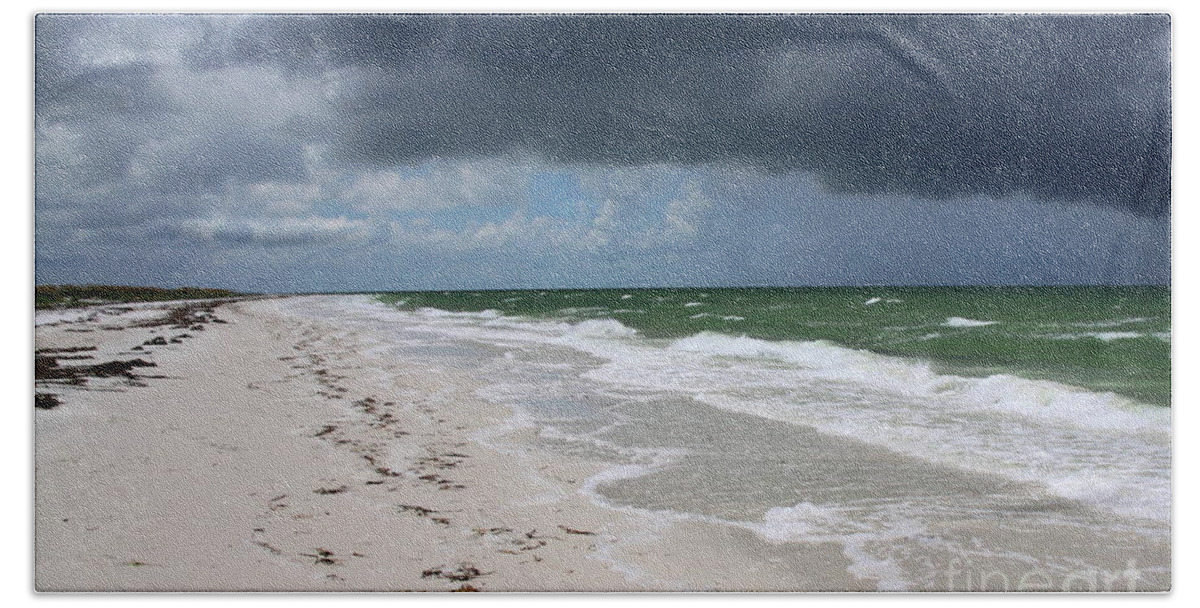 Beach Bath Sheet featuring the photograph Incoming Storm by Barbara Bowen