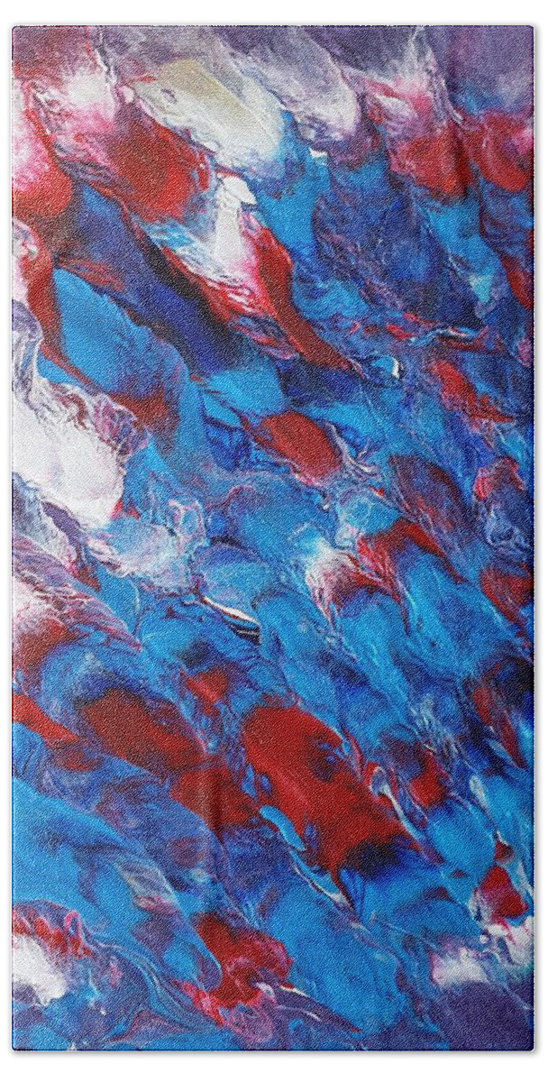 Red Bath Towel featuring the painting Independence by Gail Friedman