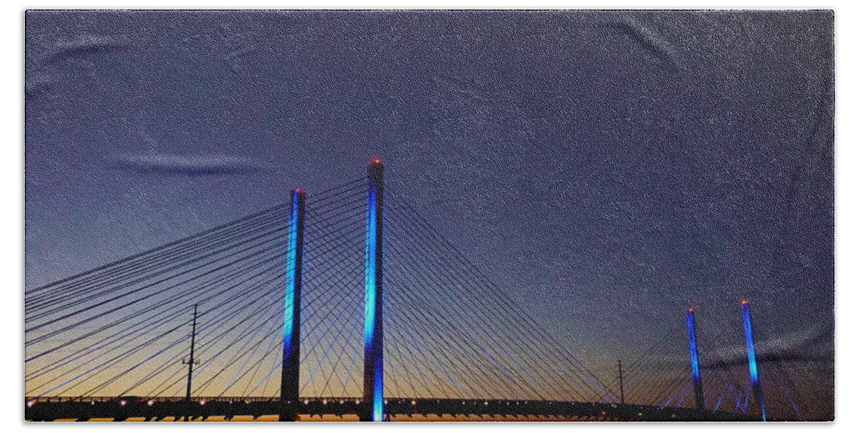 Bridge Bath Towel featuring the photograph Indian River Inlet Bridge by Ed Sweeney