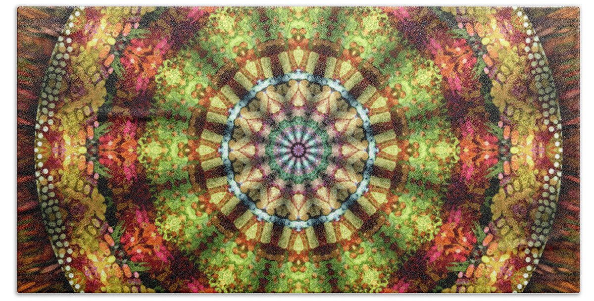 Recycled Music Mandalas Bath Towel featuring the digital art Indian Summer by Becky Titus