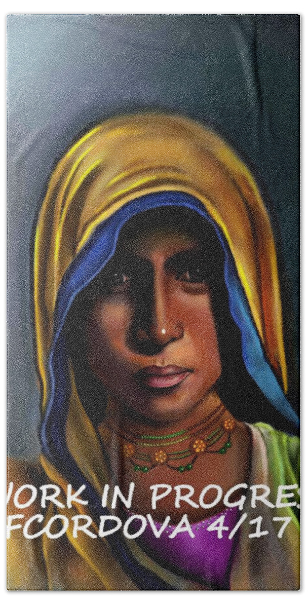 Indian Woman Hand Towel featuring the digital art Indian Woman by Carmen Cordova