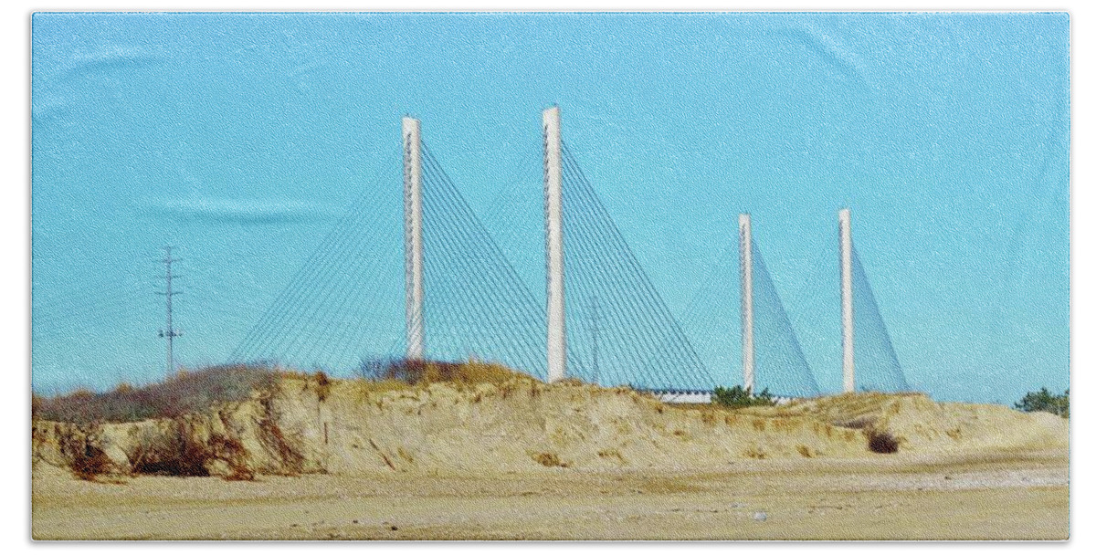 Beach Bum Pics Hand Towel featuring the photograph Inlet Bridge Beach View by Billy Beck