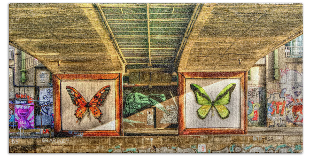 Butterfly Bath Towel featuring the photograph Inner City Butterflies by David Birchall