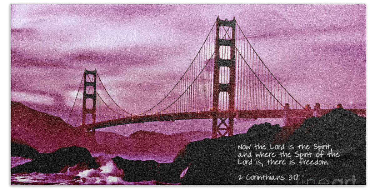  Golden Gate Bridge Bath Towel featuring the photograph Inspirational - Nightfall at the Golden Gate by Mark Madere
