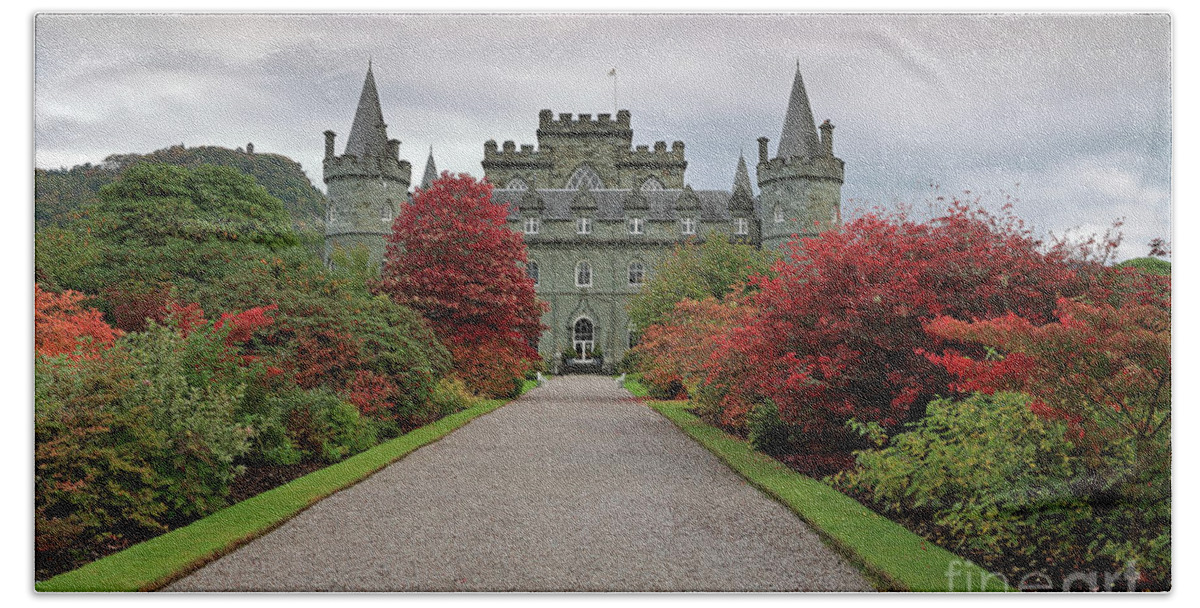 Inveraray Castle Hand Towel featuring the photograph Inveraray Castle in Autumn by Maria Gaellman