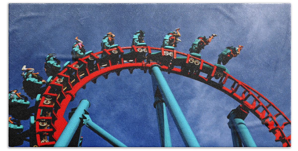 Six Flags Hand Towel featuring the photograph Inversion by James Kirkikis